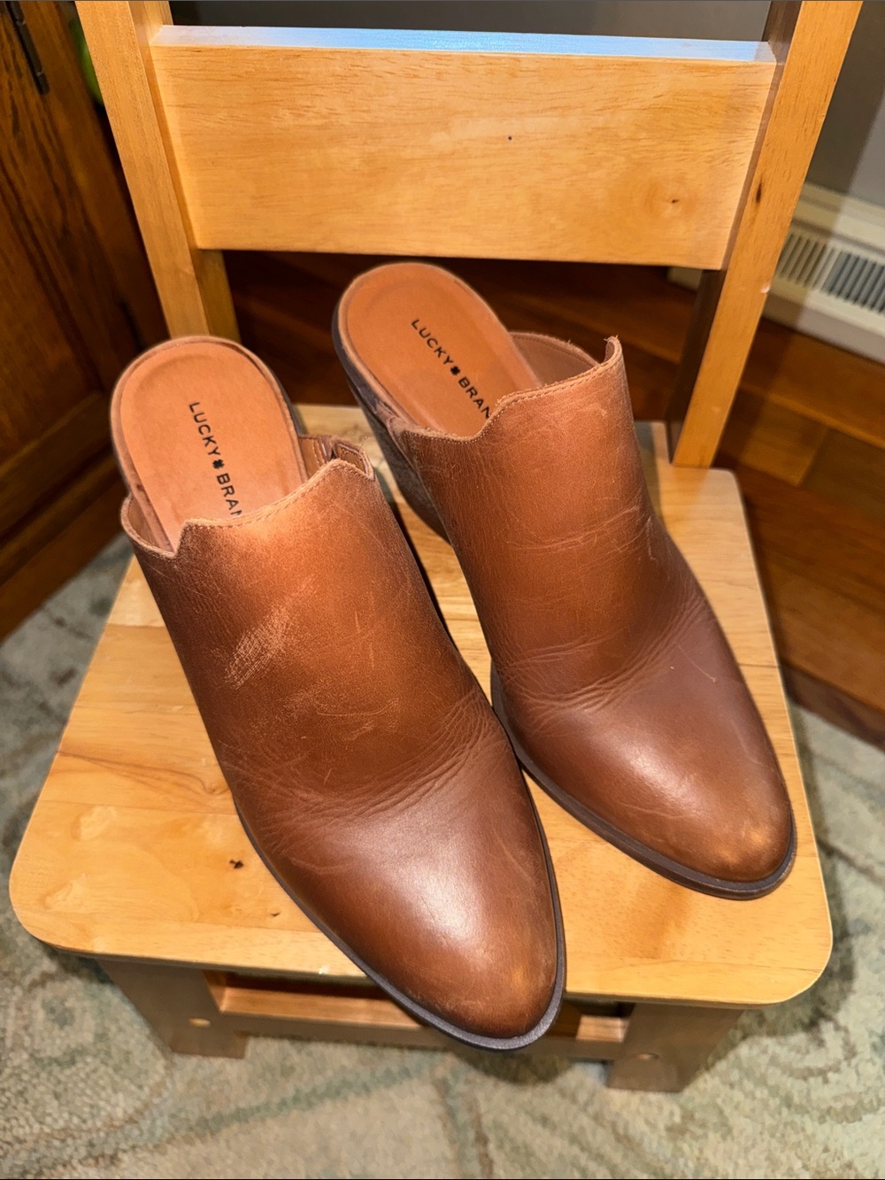 Lucky Brand Women's Cognac Leather Mules